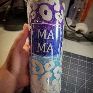 Rhinestone MaMa Leopard Print Snowglobe Tumbler